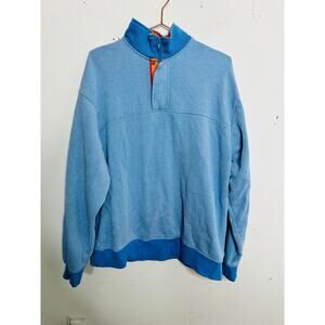 ORVIS Baby Blue Zip Up Snap Collared Sweatshirt Pullover Fly Fishing Sweater XL